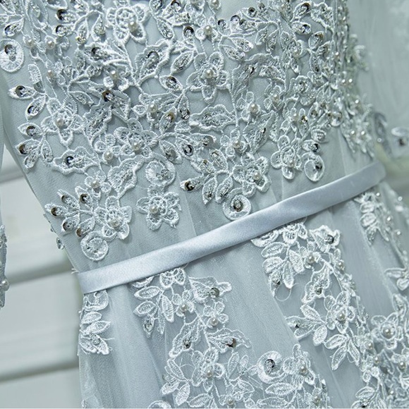 White Tulle + Lace Gown - Picture 7 of 9